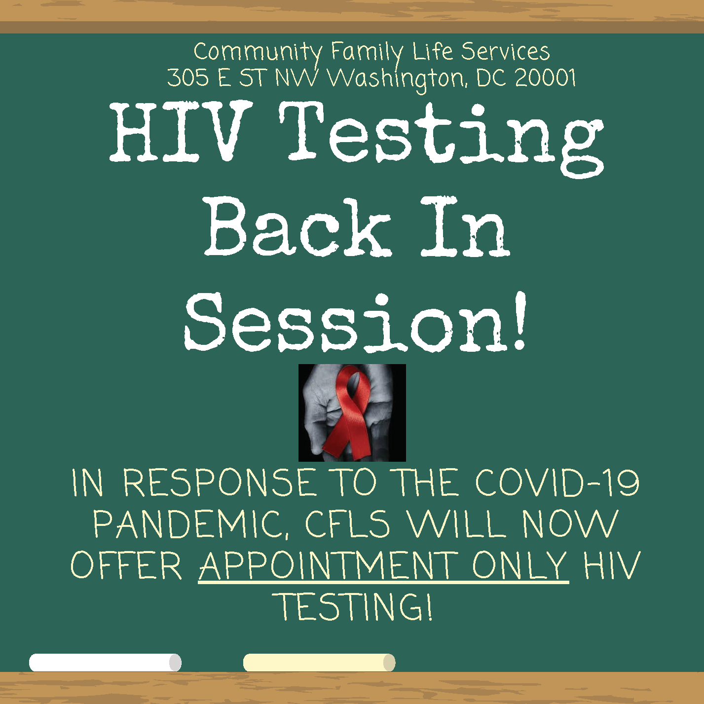 HIV Testing Back in Session! In response to the COVID-19 pandemic, CFLS will now offer appointment only HIV testing!